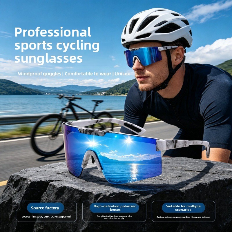 European and American style polarized sports sunglasses men, cross-border export, trendy Instagram-style sunglasses, high-end cycling glasses for wo