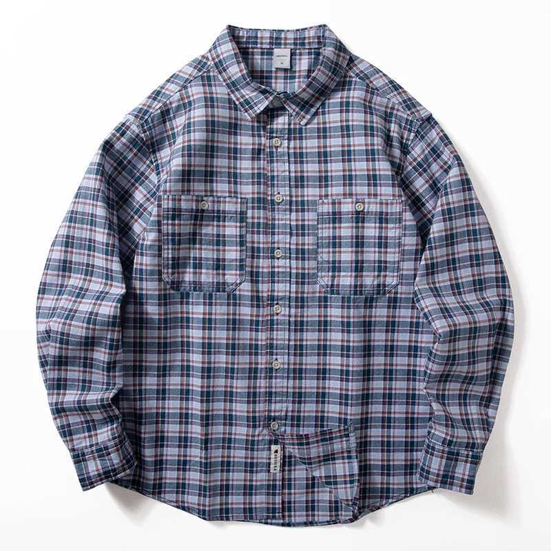Men's Casual Shirts Plaid shirt men's spring and Autumn 2025 new skin-friendly breathable pure cotton top classic retro long sleeve shirt