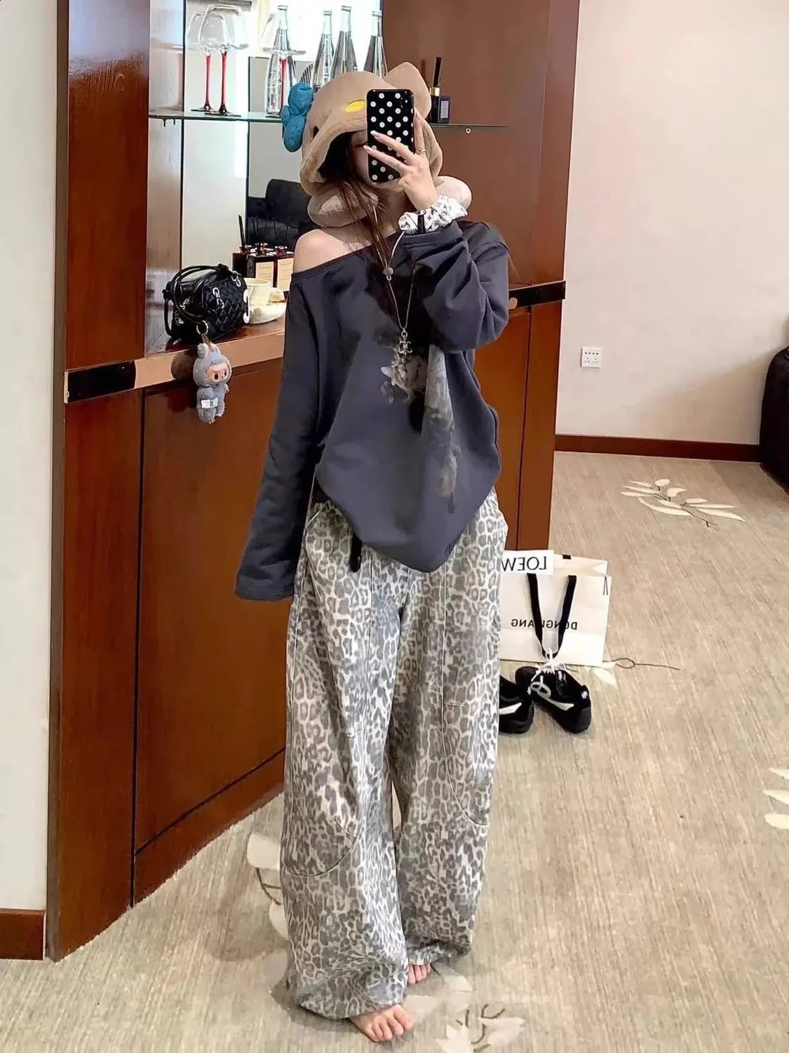 Y2k Jeans Women Jeans Korean Style Loose Fit Leopard Print Wide Leg Trousers High Waist Retro Fashion Casual Pants Arrival 260920