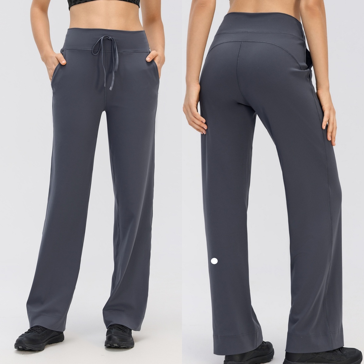 L6586-UU Pantalon de Yoga taille haute avec cordon de serrage pour femme, ample, jambe droite, Style Sport décontracté, jogging, pantalon de gymn