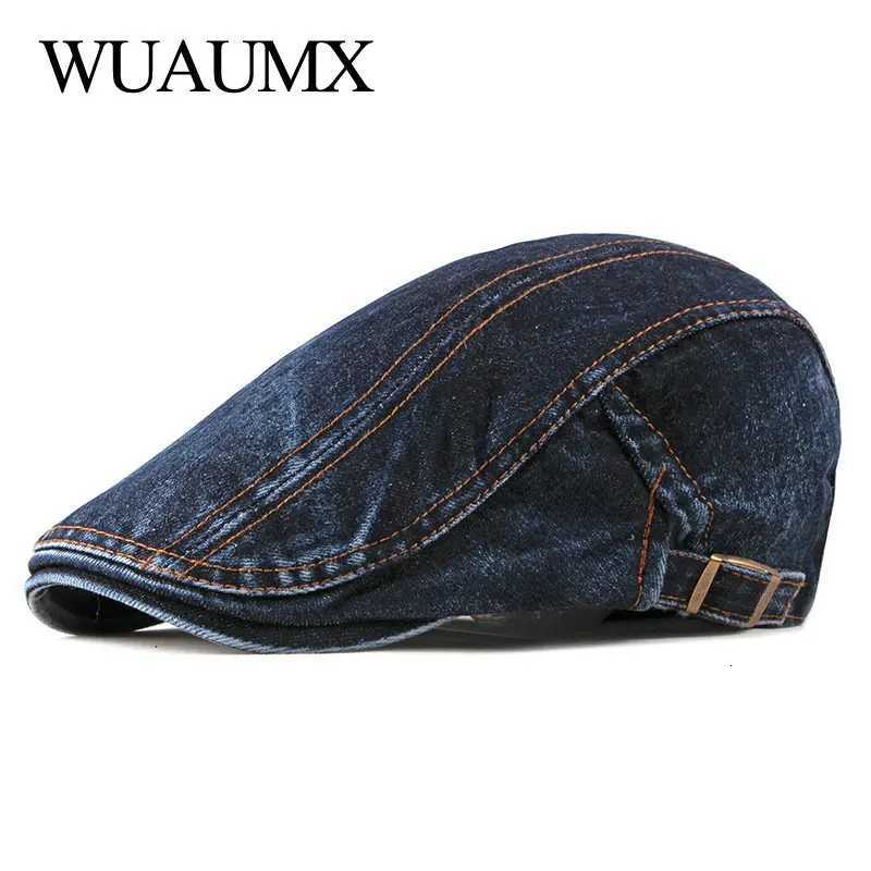 Berets Berets Casual Spring Summer Hat Men Women Denim Newsboy Caps Visors Cotton Cabbie Herringbone Cap Duckbill Ivy Flat Cap N260919