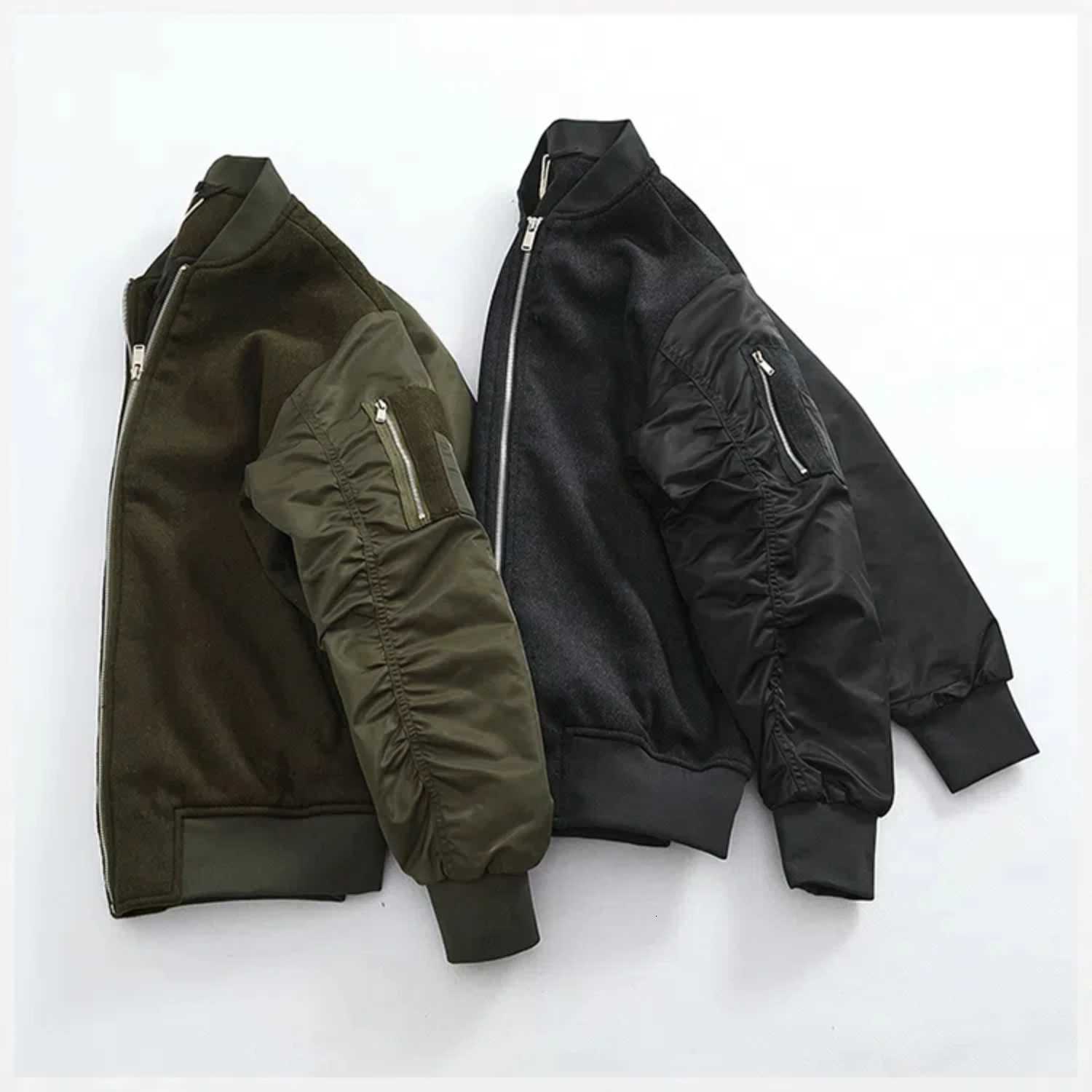 Men's Jackets Fall and winter new baseball collar cotton-padded jacket men's wool patchwork color vintage classic flight jacket trend X260