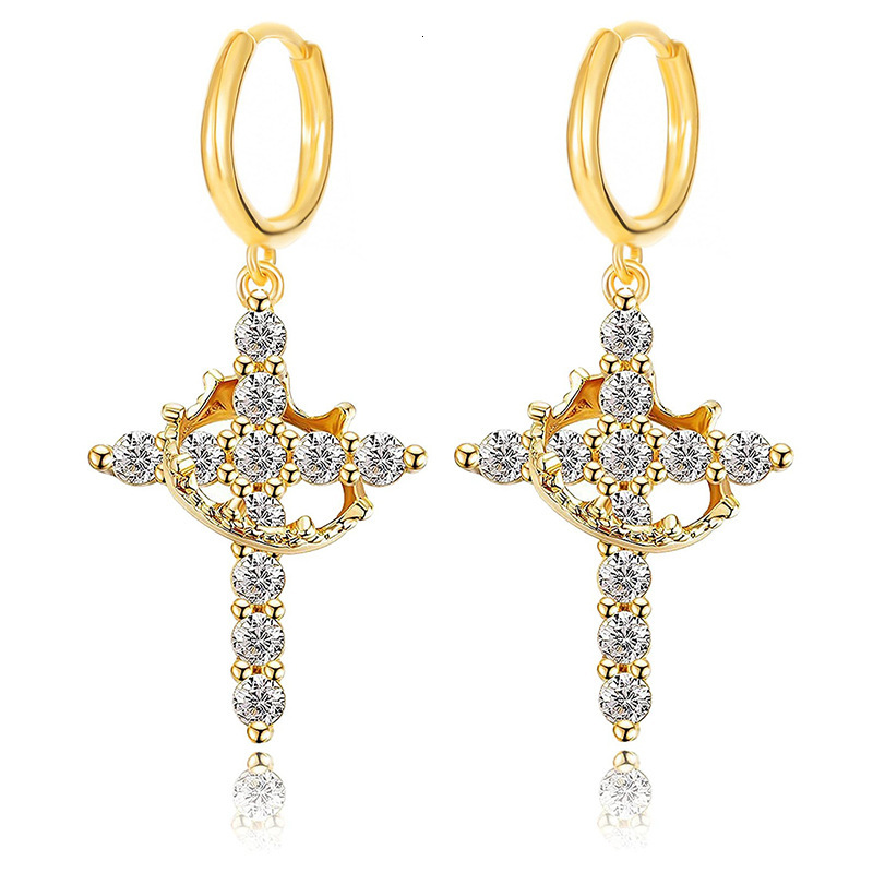 European And American Cross Necklace Earrings, Fashionable Light Luxury High-End Jewelry Ear Accessories
