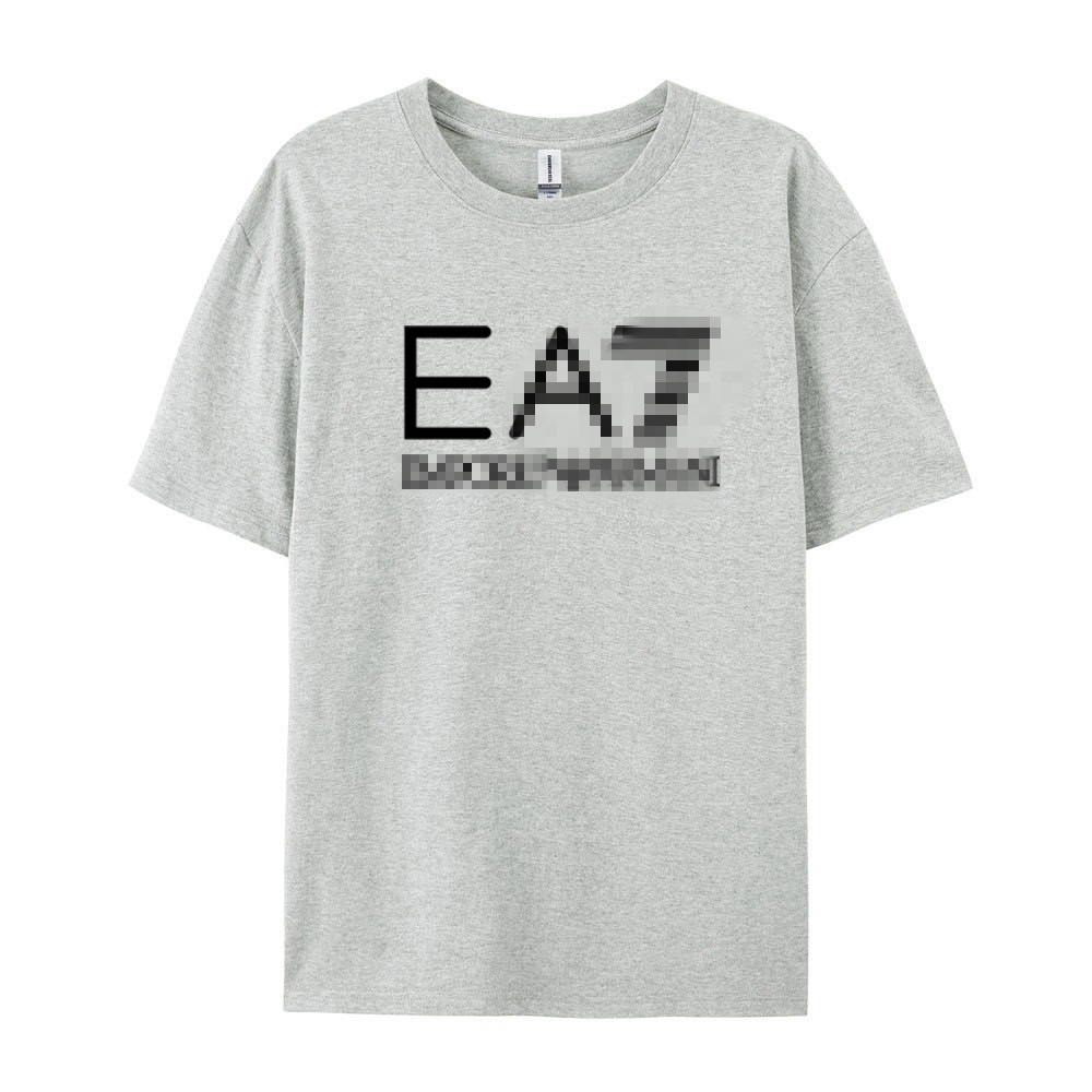Classic Designer Summer Mens Crewneck TShirt Cotton Casual Clothing Breathable Shirts Slim Printed EA7 Tshirts Trendy Short Sleeve Sweatshirt Men Wo