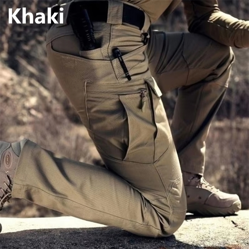 Pantalones urbanos para hombre, pantalones cargo, multibolsillos, impermeables, resistentes al desgaste, monos de entrenamiento informales, ropa 260