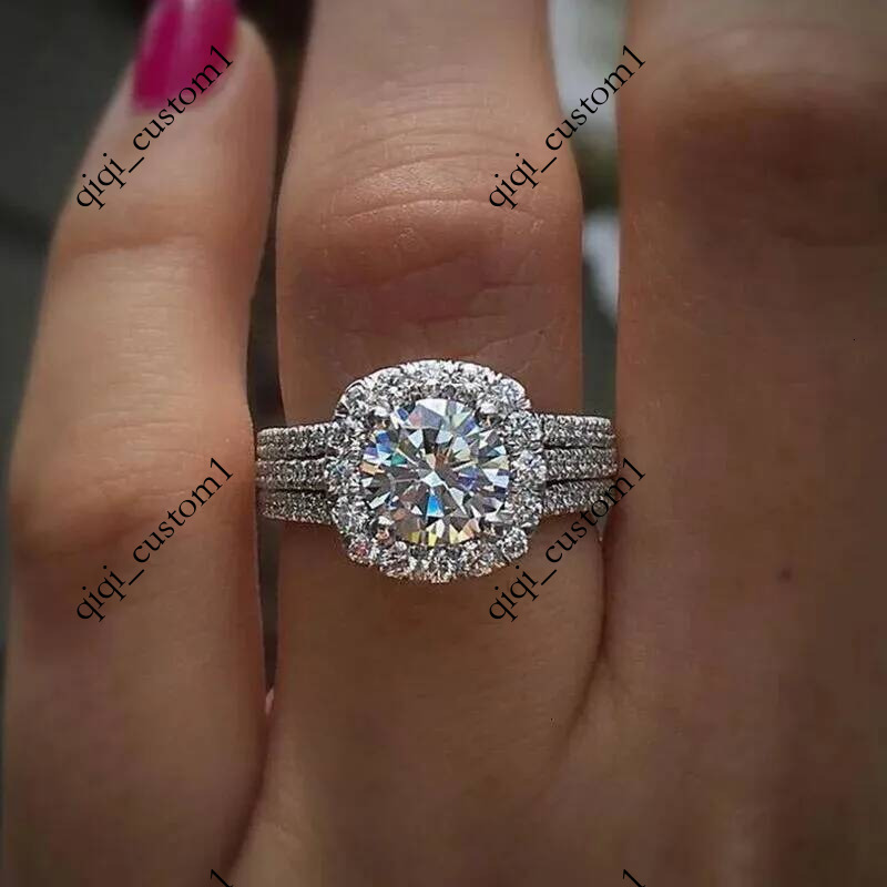 Light luxury classic 925 sterling silver square moissanite jewelry gift for women's engagement party lab grown diamond ring