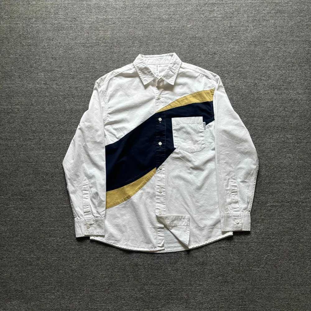 Men's Casual Shirts Spring new long-sleeved color matching casual shirt with contrasting color loose shirt jacket X260919