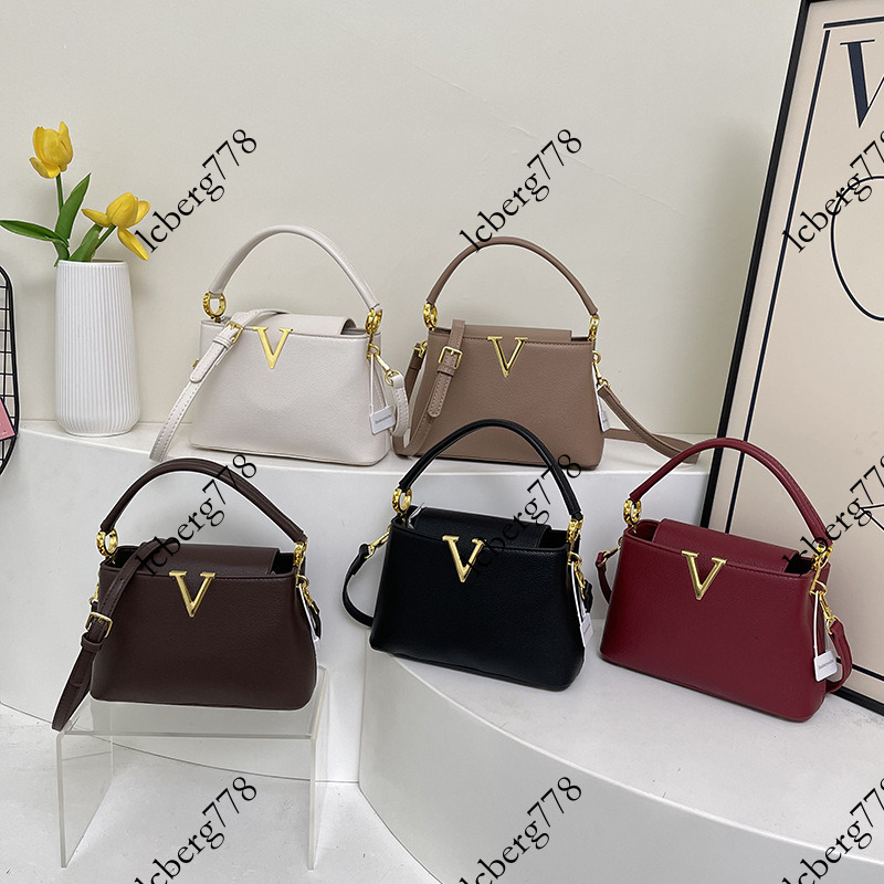 designer Cross border luxury women s handbag new collection high end lychee patterned solid color versatile fashion shoulder crossbody bucket bag wh