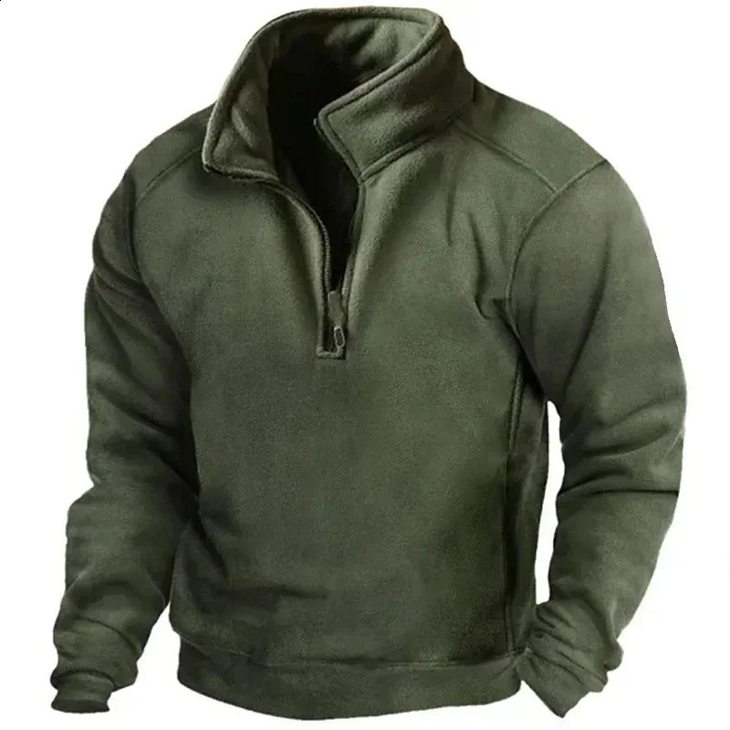 Warm Fleece Men's Tactical Sweatshirts Half Zipper Polar Wool Jackets Autumn Winter Outdoor Hunting Hoodies Men's Pullover Coat 260920