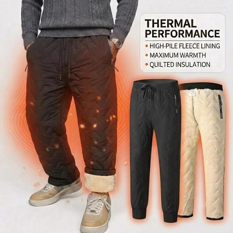 Men's Winter Sherpa Fleece Lined Pants Waterproof Warm Windproof Outdoor Hiking Softshell Cargo Trousers For Cold Weather
