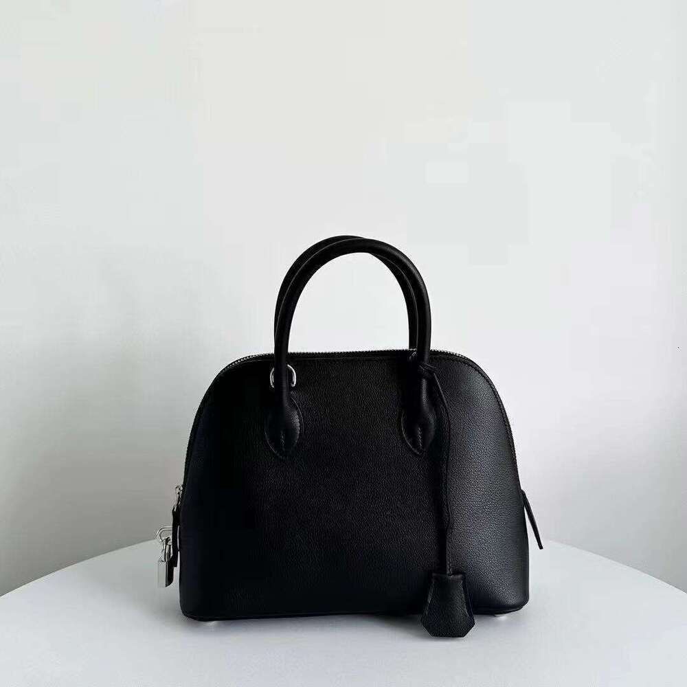 Mini Genuine Leather Tote Handbag for Men, Plain Y2K Beach Bag with Zipper, White/Grey/Black/Brown