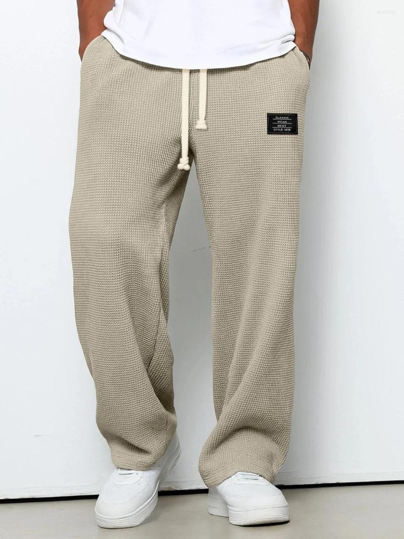 Moda uomo pantaloni casual in velluto a coste pantaloni sportivi dritti vestibilità ampia vita elastica con coulisse streetwear all'aperto