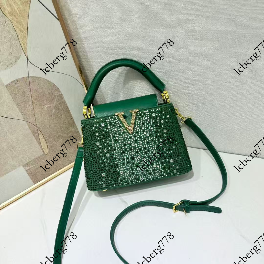 designer High end cross border foreign trade rhinestone handbag for women autumn and winter new style color blocked fashion lady bag bucket bag