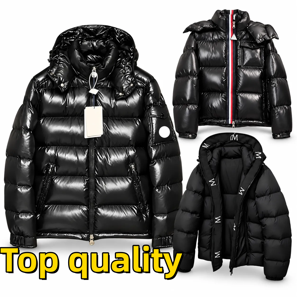 moncleerr M-5XL 2026 10S mens down jacket men winter jacket detachable hood jacket tri color contrast tape collar coat snap button puffer jacket