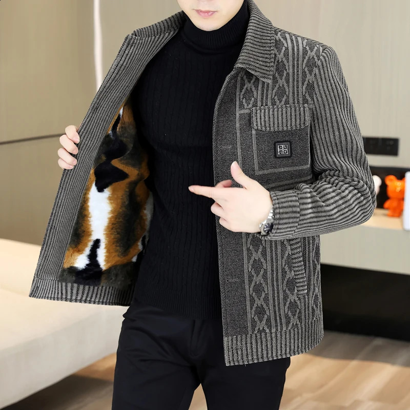 clothing Men High Quality Leisure plaid Woolen cloth Jacket Male slim fit winter keep warm Woolen cloth Coats 260920