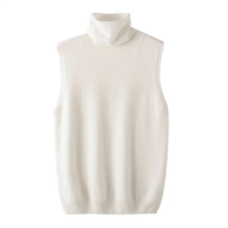 Women 100 Merino Wool Sleeveless Pullovers Turtleneck Sweater Waistcoat Knitwear Spring Autumn Winter Fashion Vest Tops 260911
