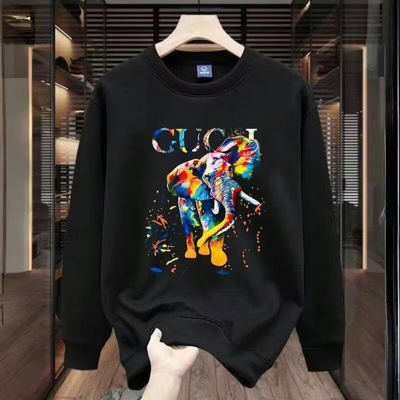 New long-sleeved crewneck printed hoodie for fall and winter - stylish, trendy, casual top for spring and autumn