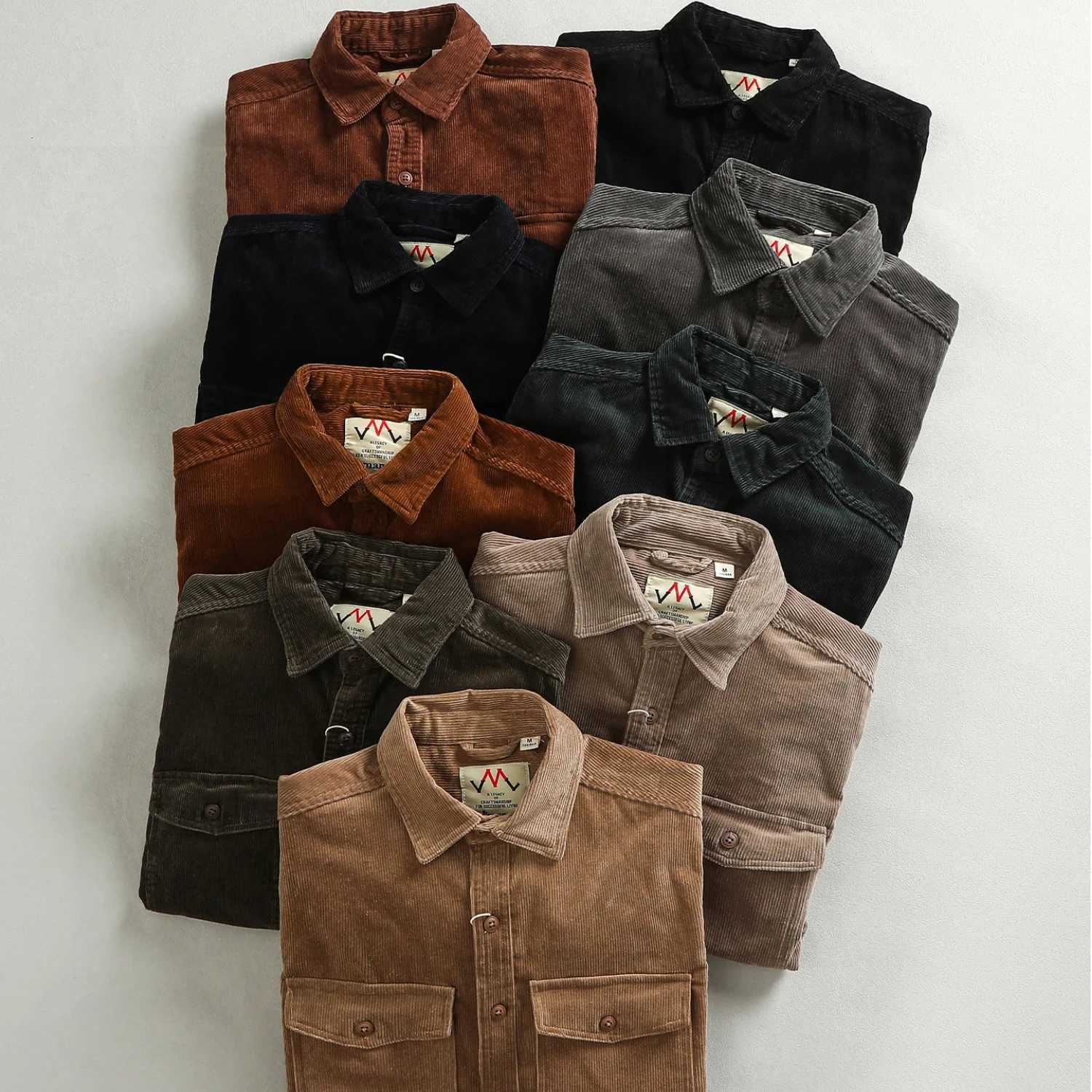 Men's Casual Shirts 100% cotton vintage washed corduroy long-sleeved shirt men's loose shirt jacket X260919