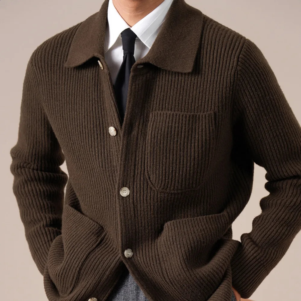 Wool Blend Mens Sweaters Green Collar Autumn Winter Thick Style Lazy Business Casual SingleBreasted Cardigan Sweater Men 260920