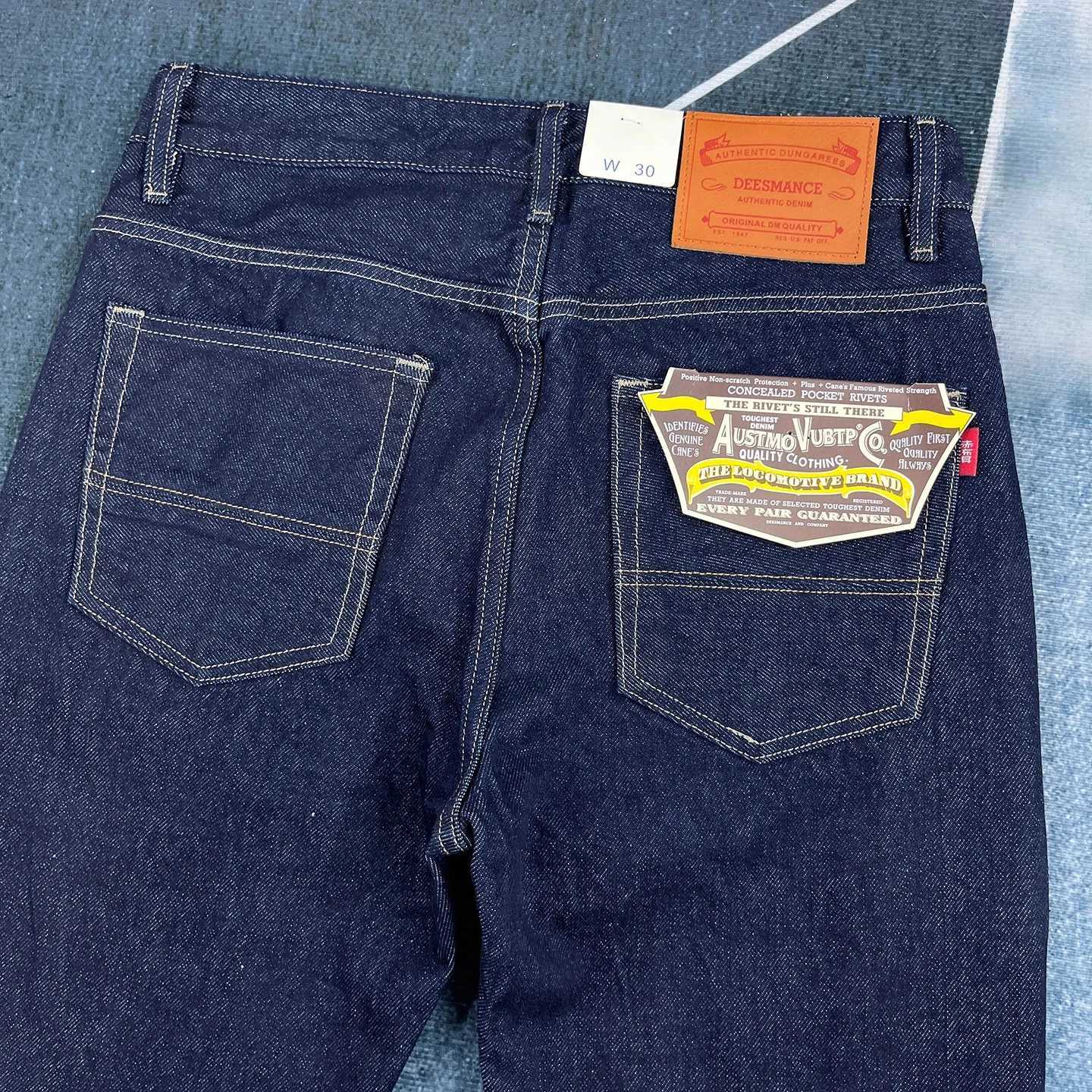 Jeans da uomo Jeans in puro cotone pesante stile retrò americano pantaloni slim dritti da uomo pantaloni spessi colore originale X260919