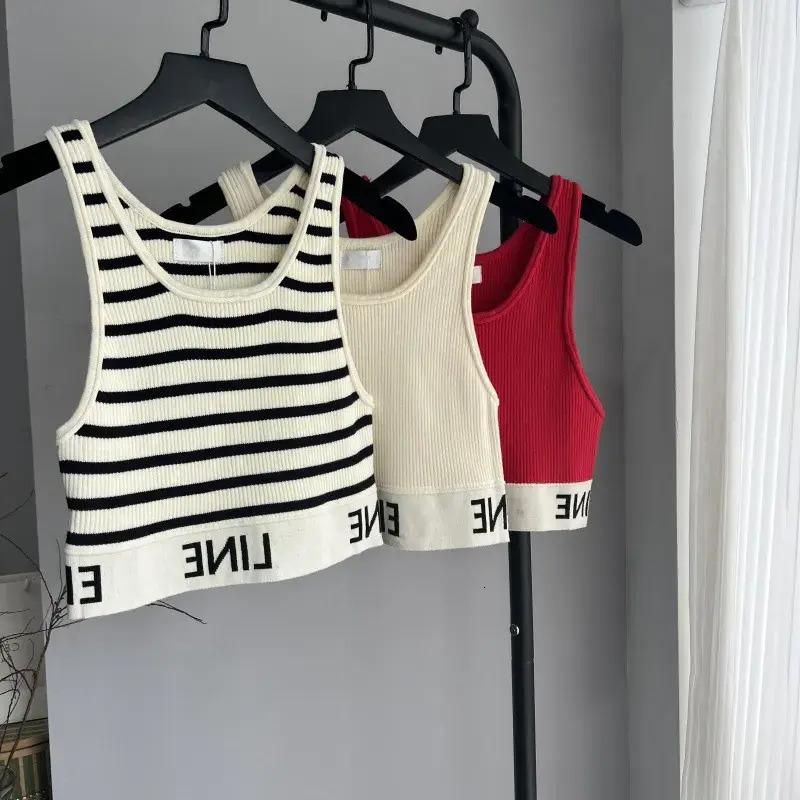 Women Outerwear Tank Top Knitted Striped Vest U Shaped Tanks Women's Designer Tank ladies sleeveless Tops High Quality Camis Luxury T Shirts Sl