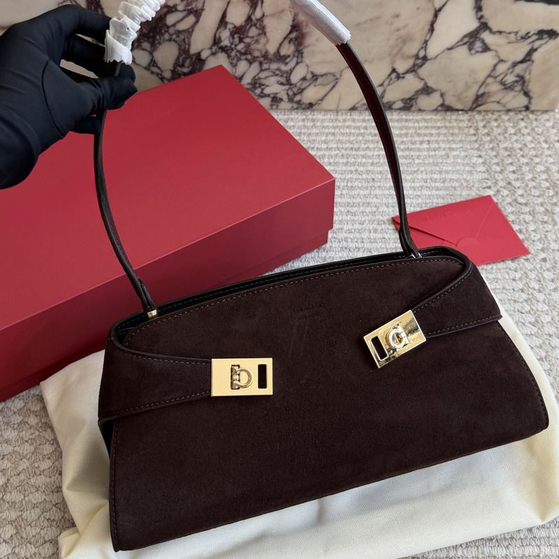 Ferragamobag Tote Bag Designer Women Trifolio Vintage East-west Suede Leather Bag Shoulder Handbag Classic Elegant Style Daily Fashion Purses