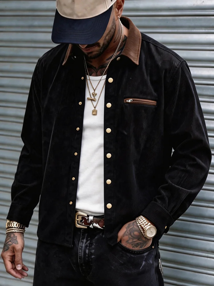 Spring Fall Patchwork Coats Mens Fashionable Contrast Color Turndown Collar Outerwear Men Vintage Buttoned Long Sleeve Jackets 260918