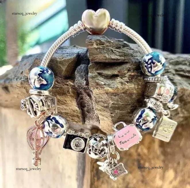 Pandoraliness jewlery designer for women sterling silver Pandorab jewelry 925 charm Stainless Steel Fashion Key heart bracelet luxury braclets gift