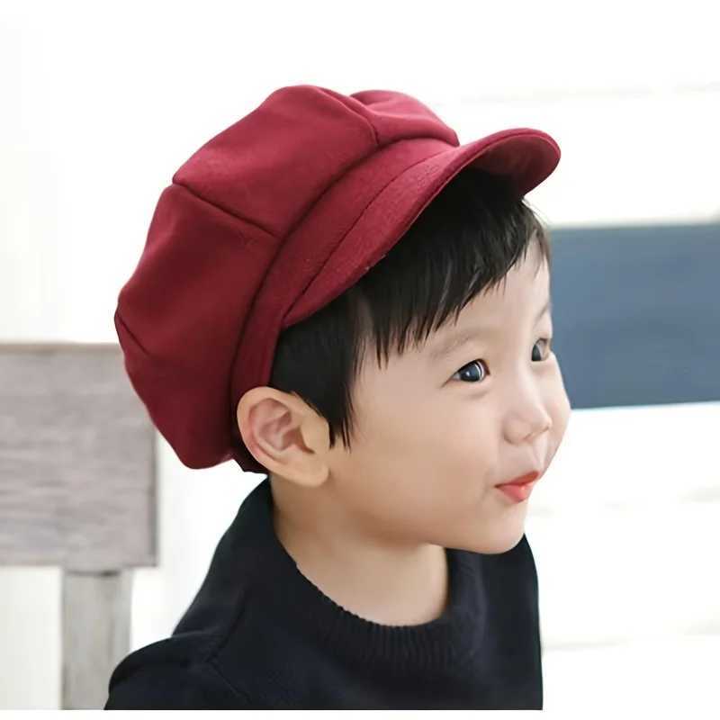 Kids Berets Solid Color Toddler Autumn Winter Beret Hat Caps Baby Boys Girls Newsboy Artist Octagonal Cap N260919