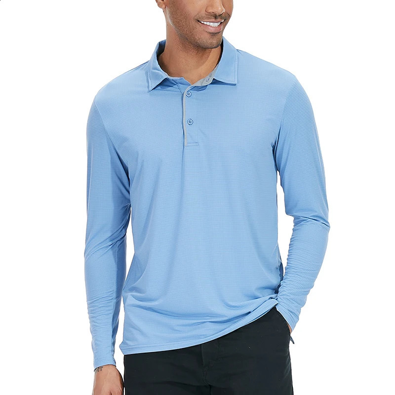 Mens Lightweight Sport Athletic Polo Shirt Thin Long Sleeve Shirts Spring Summer Outdoor Running Workout Hiking Golf Polo Shirt 260920