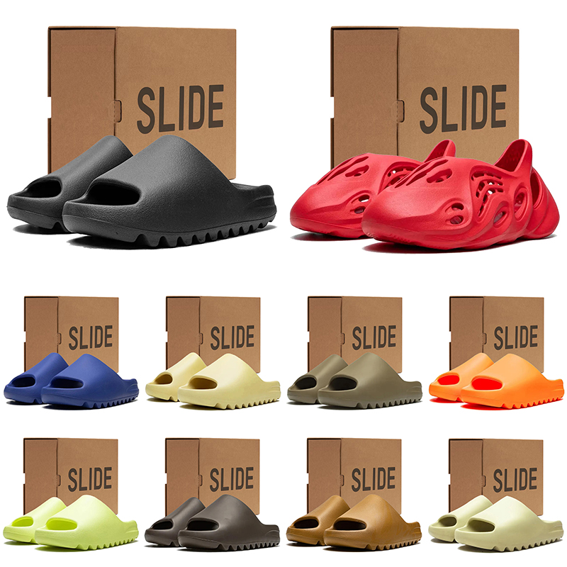 Free shipping designer slippers slides with box men women Black Glow sliders sandals mens womens blue green orange slipper slide trainers
