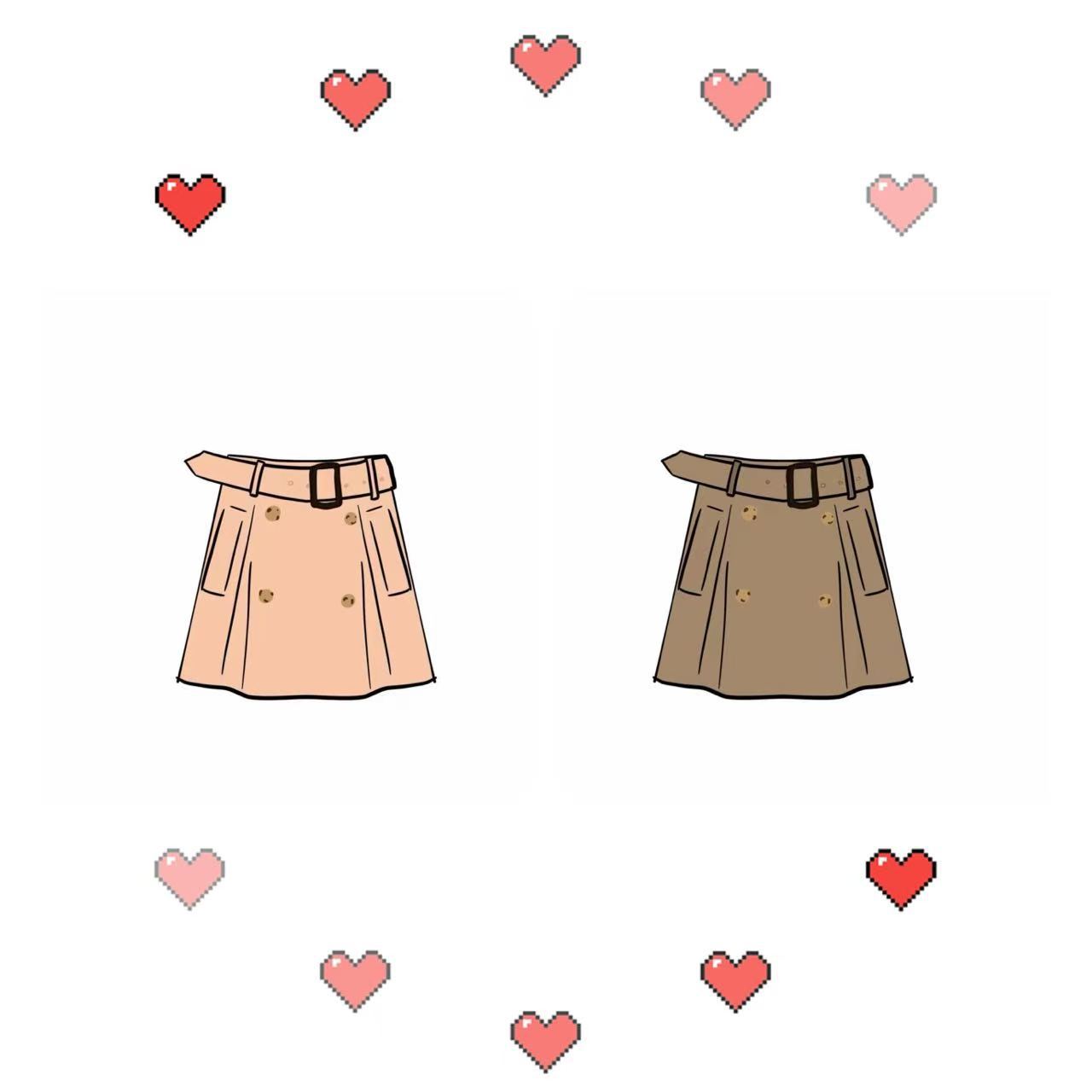 Kids Girls Khaki A-line Skirt with Belt Double Breasted High Waist Pleated Skirt Children Casual Autumn Winter Dress Skirt for School Daily Wear