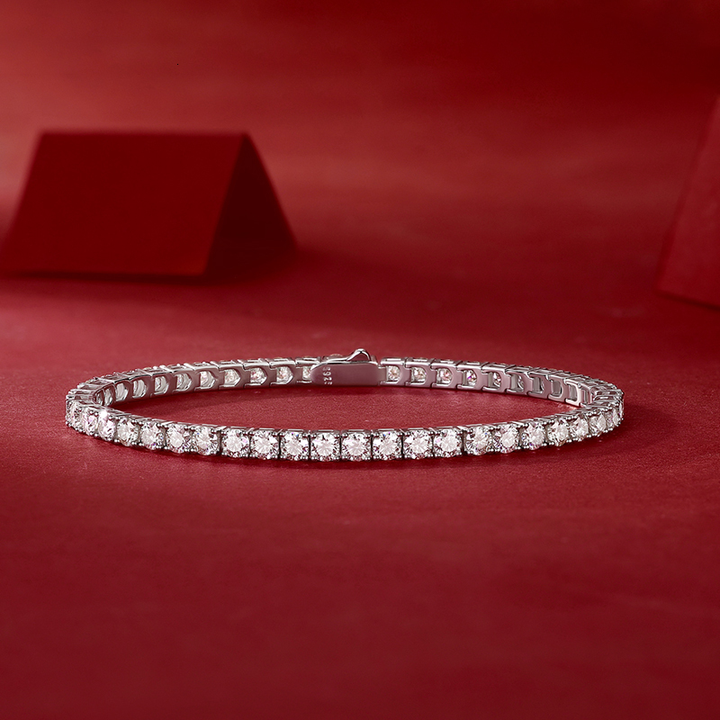 Luxury VVS1 Moissanite 925 Sterling Silver Fine Jewelry Classic Round Cut Iced Out Design GRA Certified Diamond Tennis Bracelet