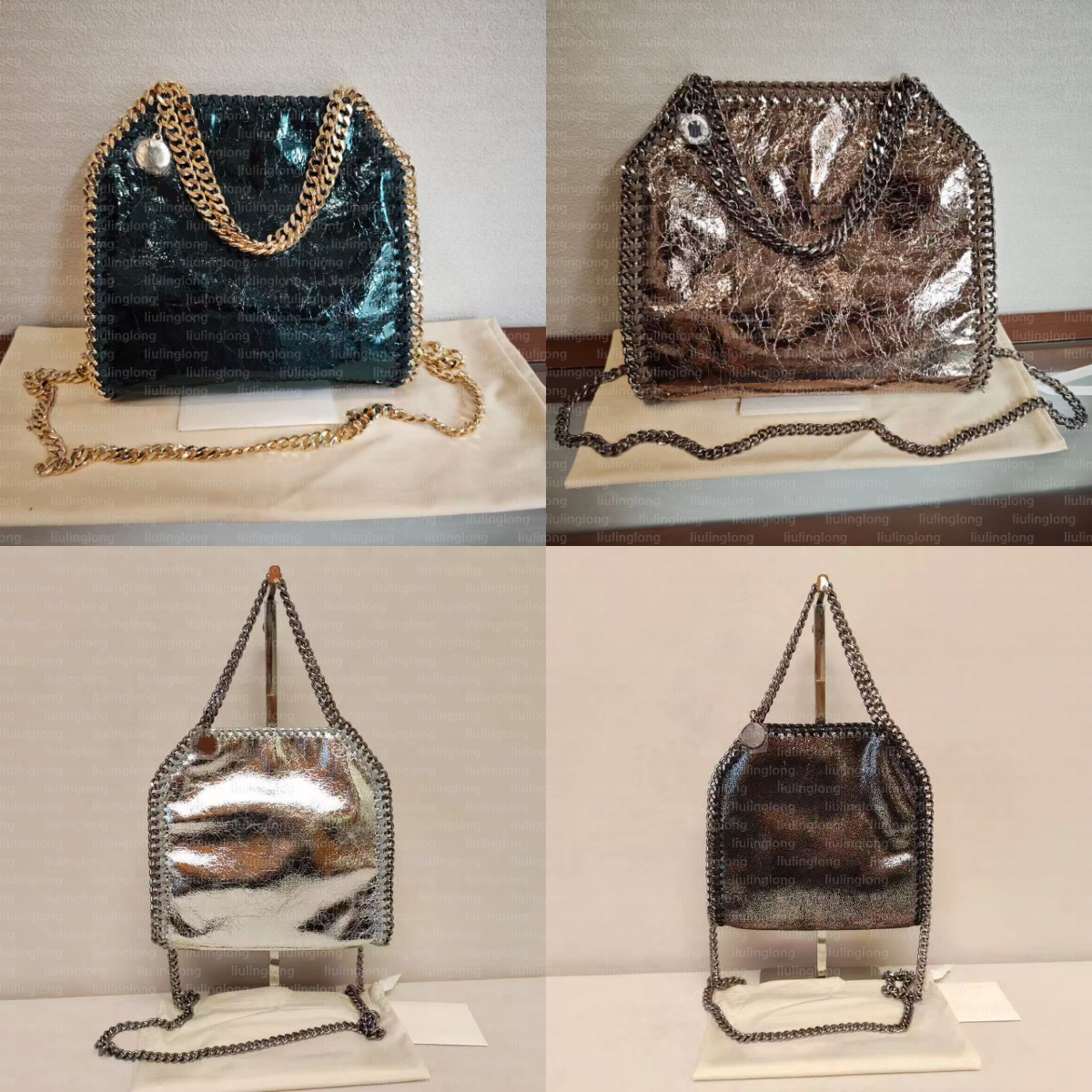 Falabella Iridescent Mini Tote Bag vegan Shaggy Deer fabric large tote bag women black designer shopping chain bags wallet messenger leather handbag