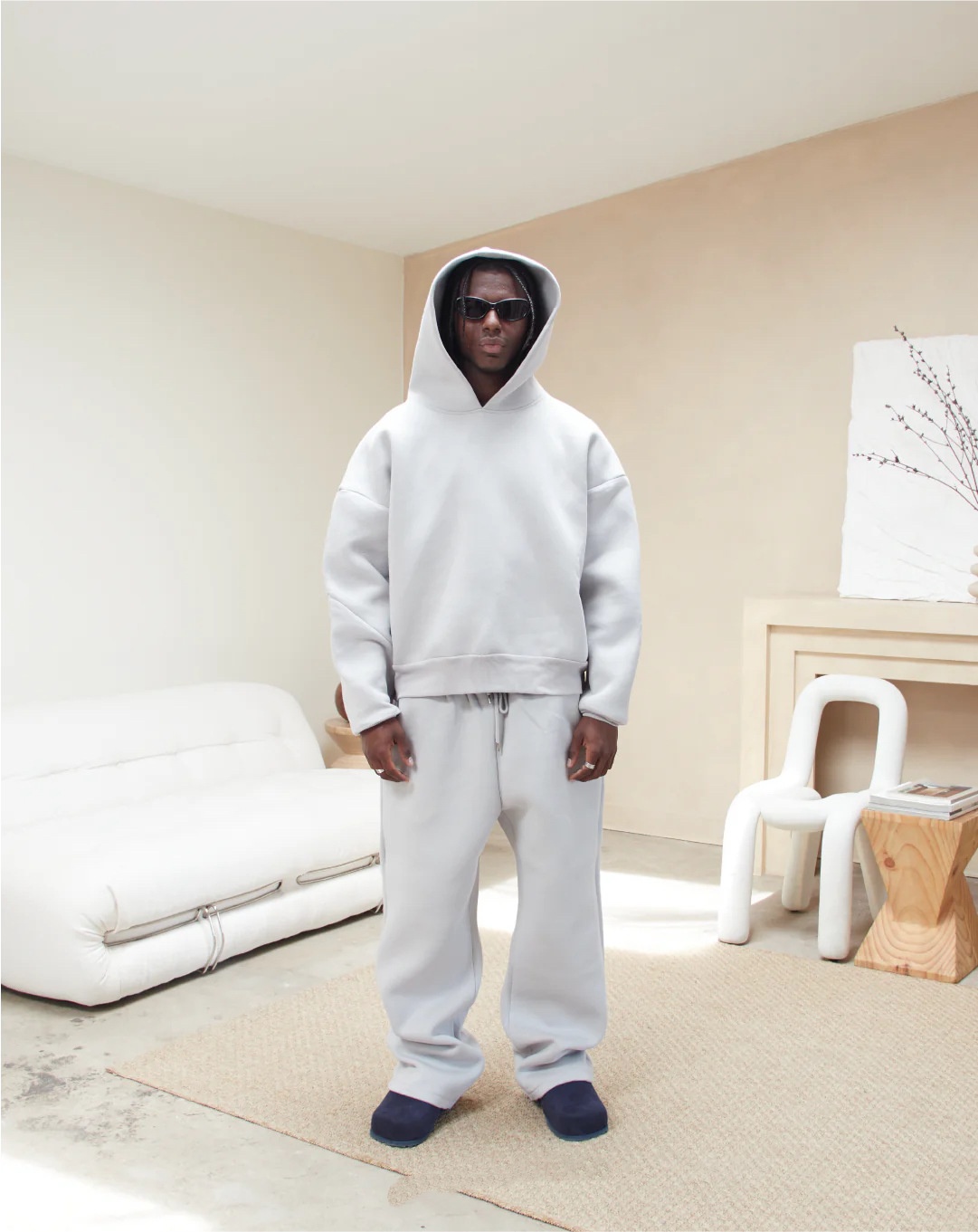 Men's Tracksuits Hip-hop Cotton Hoodies Vintage Men Sportswear 2 Piece Sets Loose Coats Drawstring Pants Oversized Party American Winter
