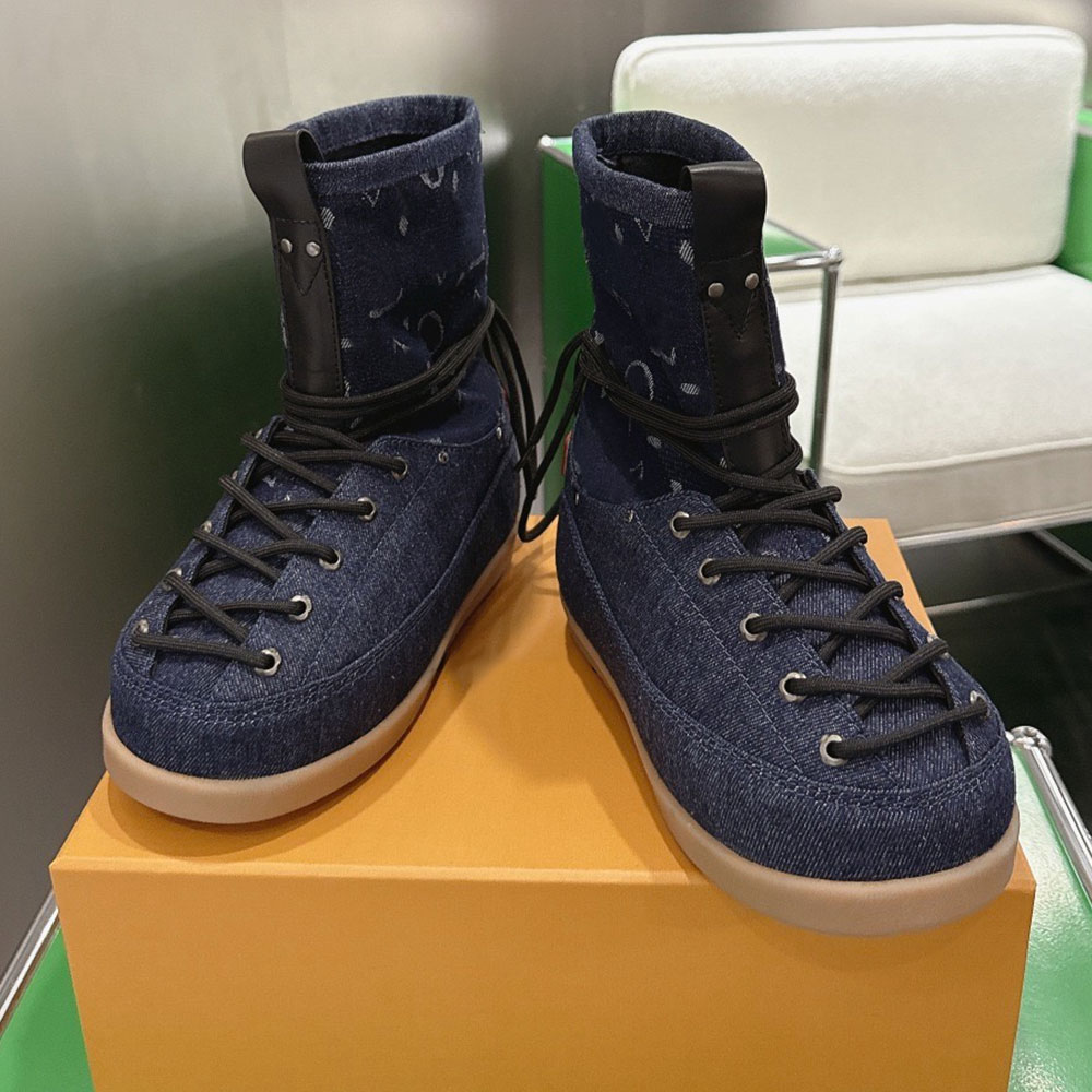 Yeti Mid Boot Womens Luxury Designer Snow Boots 1AIZI4 New Model Lace Up Pattern Denim Ski Boots Fashion Comfort Autumn Winter Ankle Boot Rubber Out