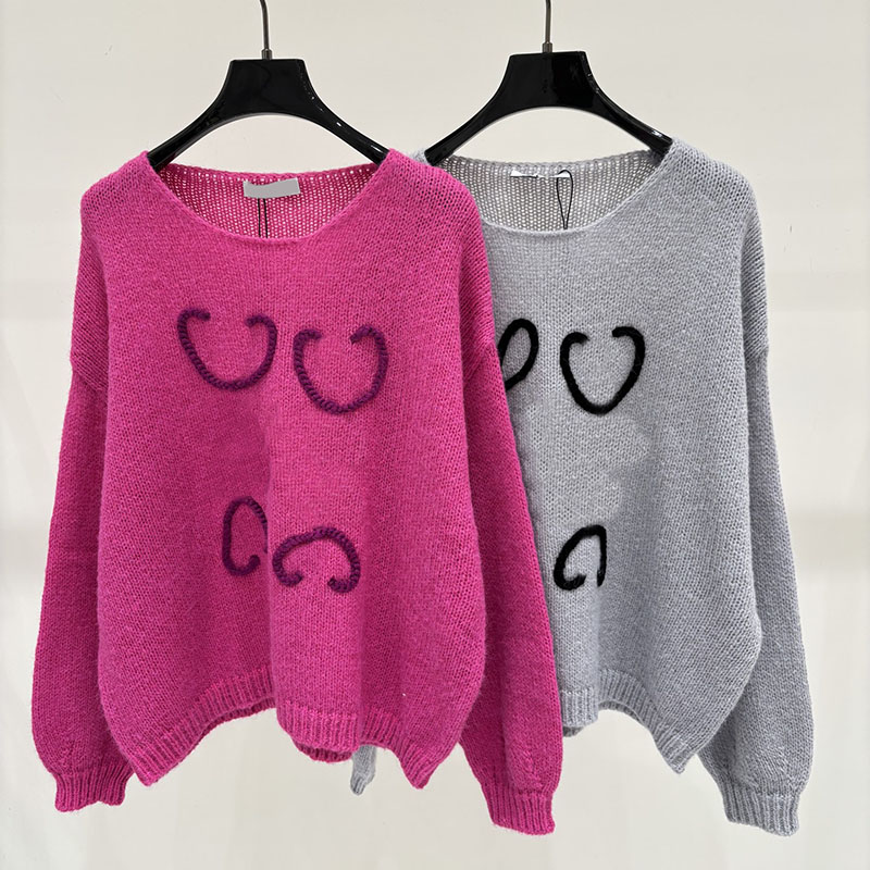 Designer Women Y2K Knitted Sweater Embroidery Long Sleeve Loose Pullover Autumn Spring Casual Date Party Outing Vacation Knit Jumper