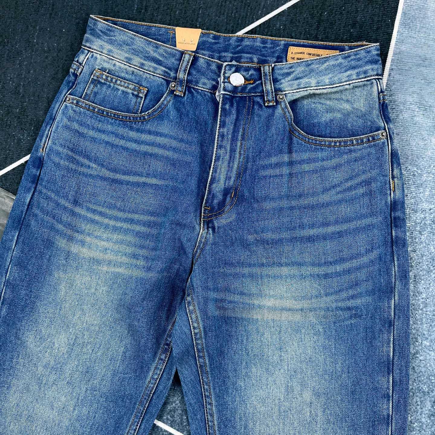 Men's Jeans High-end pure cotton Japanese retro straight jeans for men blue American street denim pants khaki trendy long pants X260919