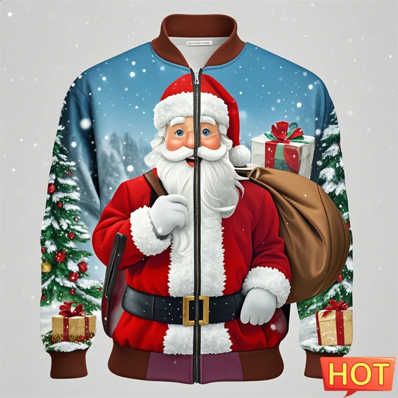 Fashion Santa Claus Christmas Jacket For Women Clothes Hip Hop Bar Party Men Bomber Jackets Casual Male Pullovers Coat Tracksuit 260920