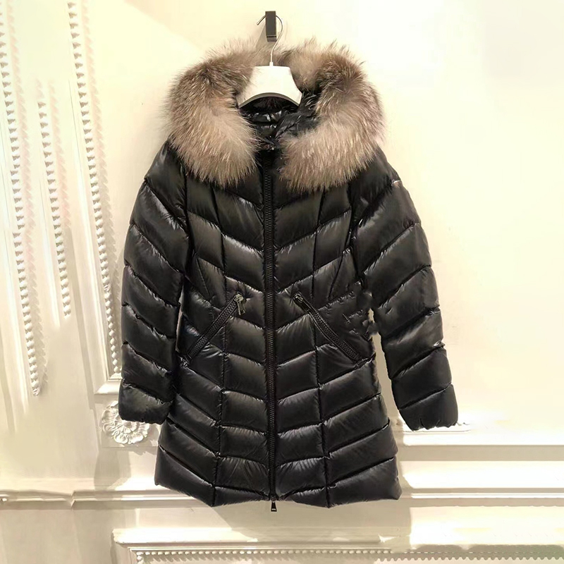 Designer Womens Long Down Puffer Jackets Coat With Fur Collar Women Embroidered Letter Badge Fulmarus Winter Jacket Outerwear Clothing