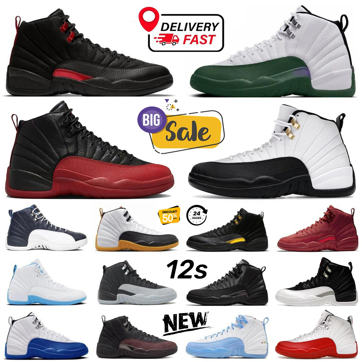 12 12s Buck Bloodline designer basketball shoes men women 12s taxi french blue flu cherry Black white Royalty Barons mens trainer sports outdoors sn