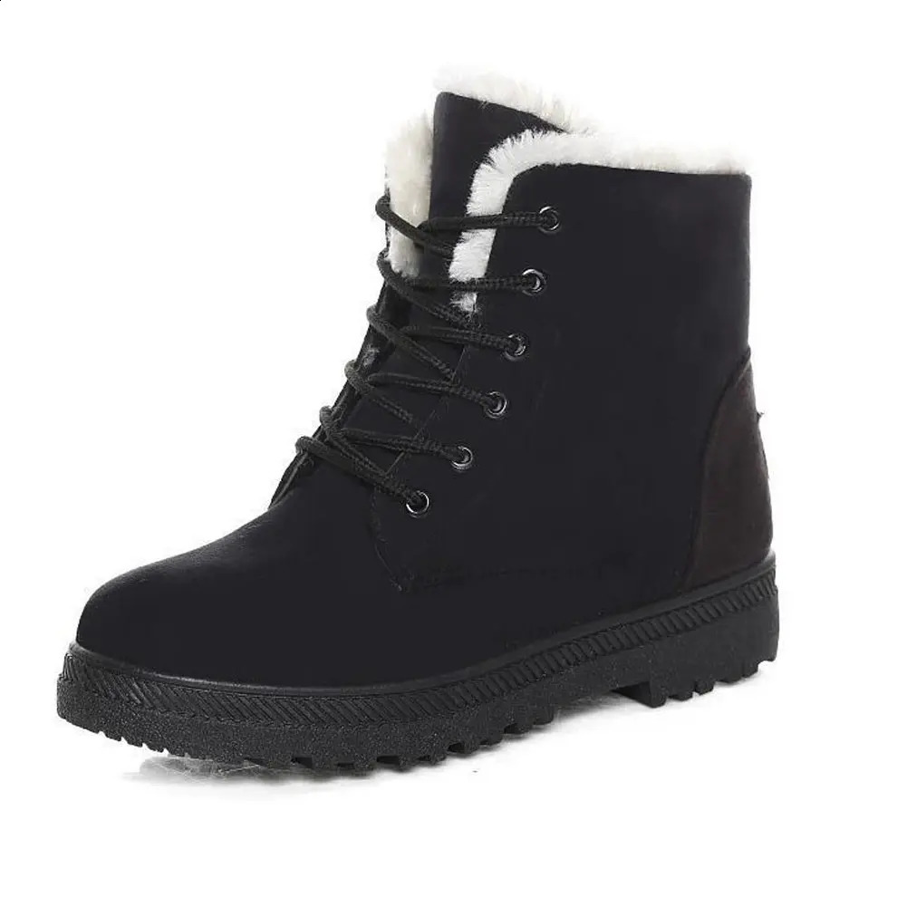 Crestar Botas de nieve de invierno para mujer, botines con forro de piel cálido, con cordones, botas para caminar al aire libre para mujer, zapatos