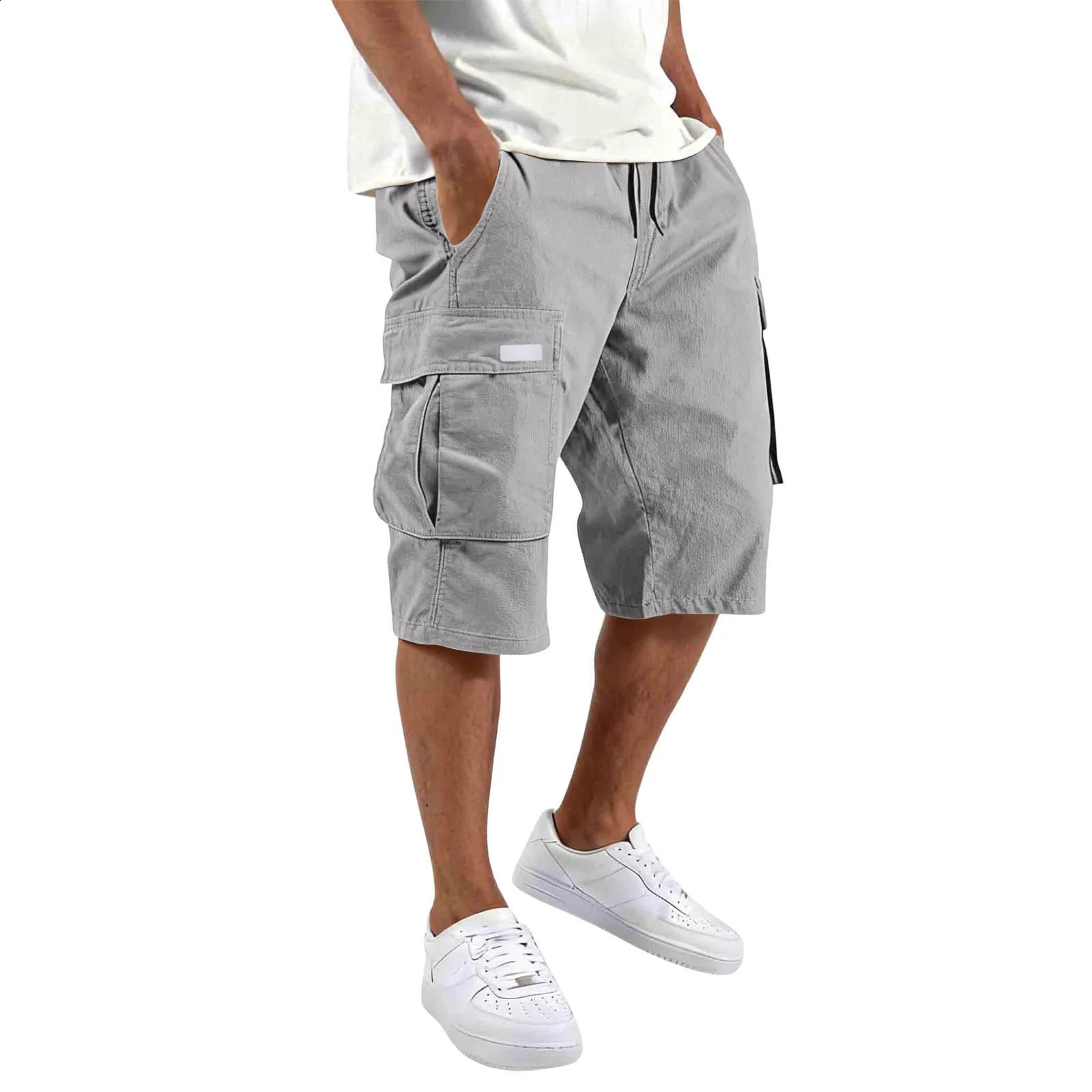 Mens Cargo Shorts 2026 Summer Men Multi Pocket Work Casual Shorts Solid Color Casual Loose Outdoor Daily Wear Short Pants 260920