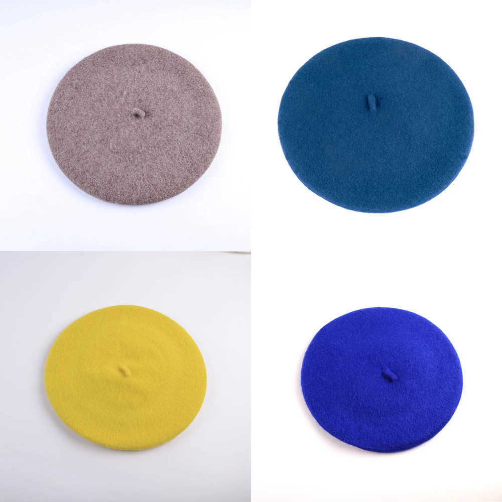 Wool Warm Berets Woolen Thick Beret Hat 70g Weight Girl Women Casual Vintage Round Artist Pumpkin Hat Caps Gorros J260919