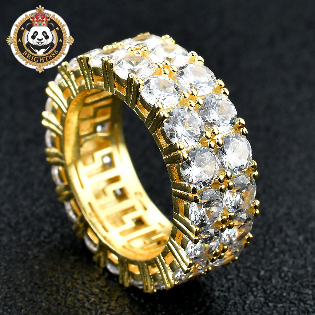 Custom OEM Moissanite Men's Ring Hip-Hop Jewelry 925 Sterling Silver Iced-Out Eternal Band with GRA Certificate