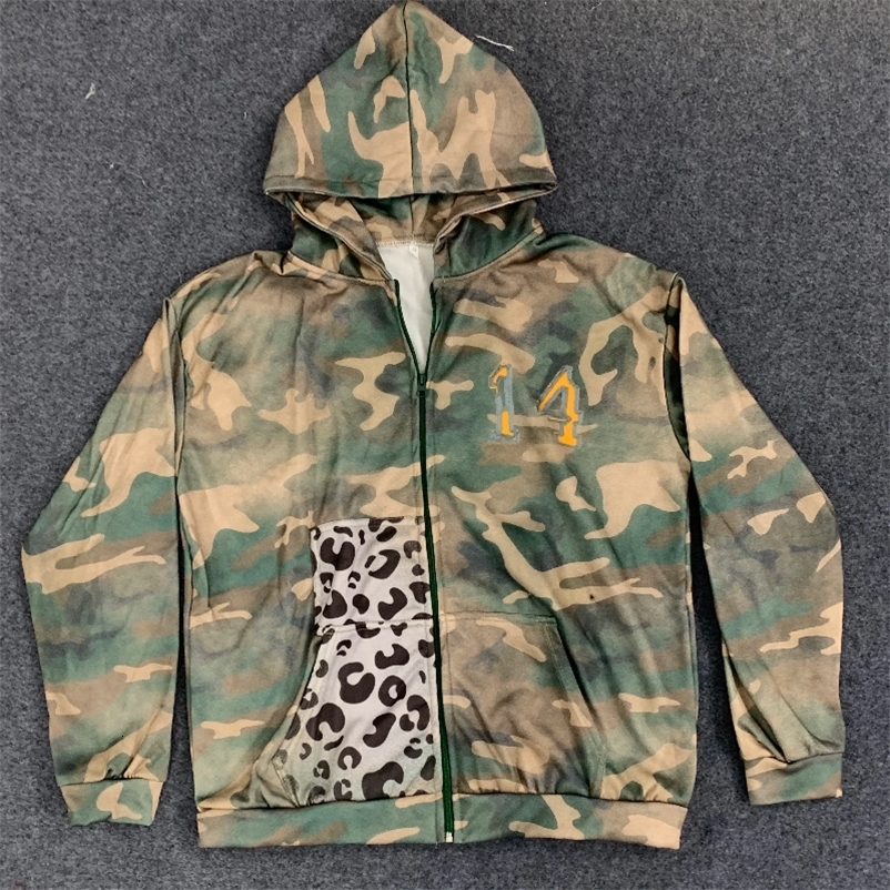 Vintage Autumn Winter Long Sleeved Harajuku Streetwear Camouflage Leopard Printed Stitching Made Old Patchwork Aesthetics Hoodie 260921