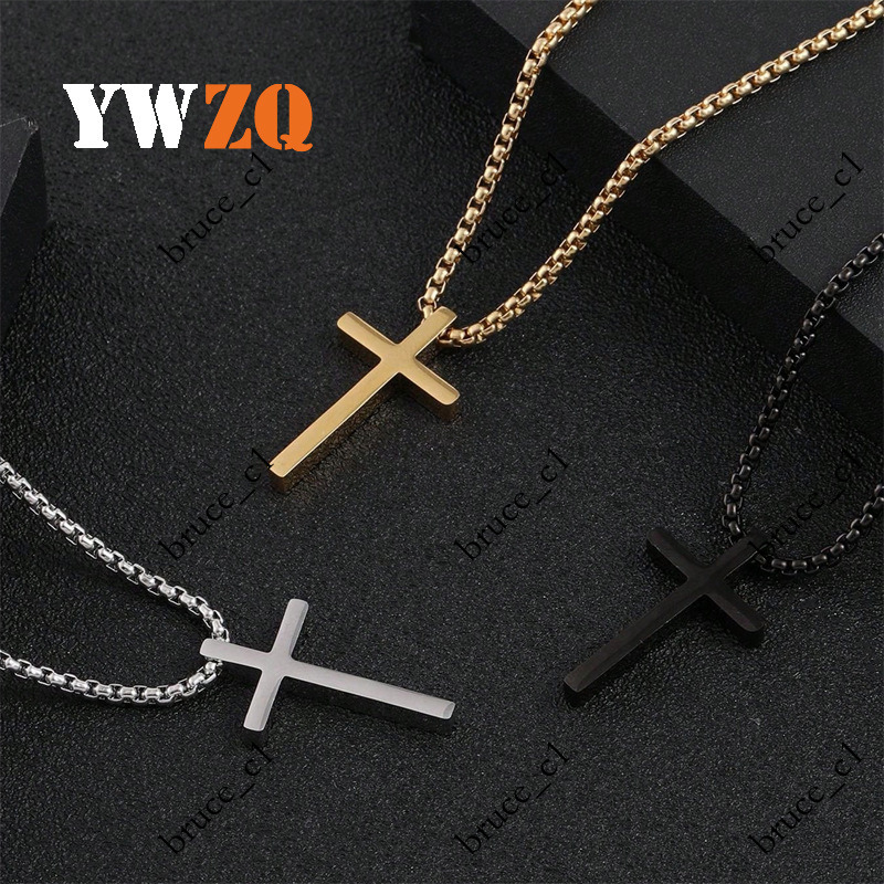 Cross-Border Hot Selling Stainless Jewelry Men's Cross Titanium Steel Necklace Hip-Hop Personality Fashion Versatile Pendant Accessories
