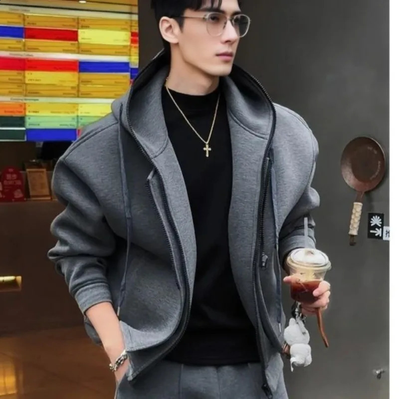 Simple Silhouette Loose Jacket Straight-leg Sweatpants Autumn and Winter Features Stylish Casual Hooded Sweatshirt Set Men 260920