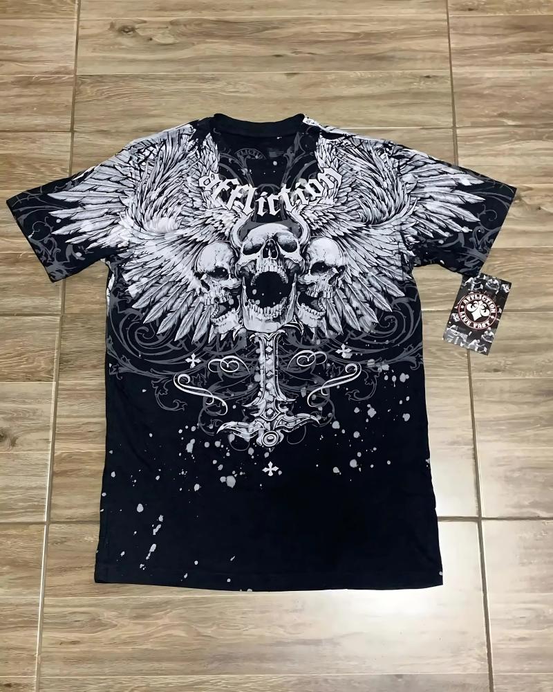 The 2026 Summer Men's T-shirt Features Outdoor Street Fashion Casual Comfort Breathability And 3D Skull Pattern Printing