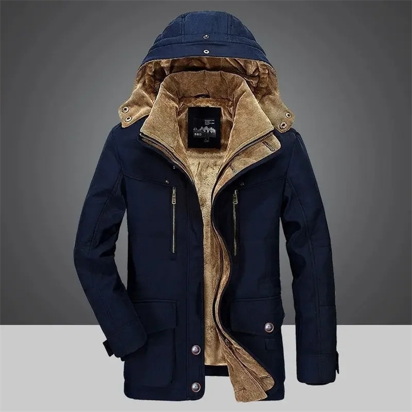 Solid Parkas Male Coat Large Size Clothing Parka Outdoor Men's Winter Jacket Plus Velvet Thick Warm Multi Pocket Jackets260918ww